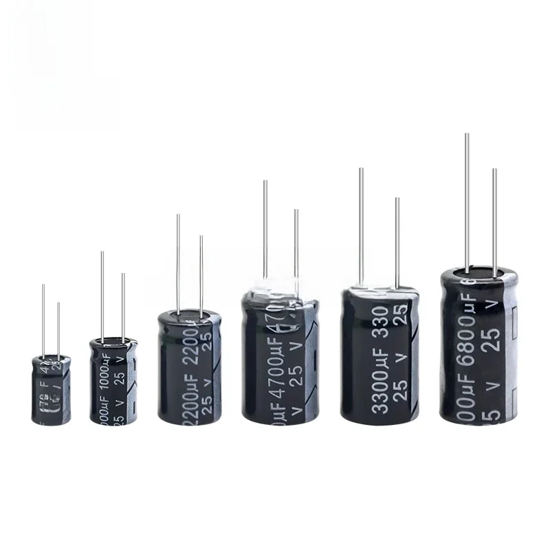 Kondensator elektrolityczny aluminiowy 25V 10UF 22UF 33UF 47UF 100UF 220UF 470UF 680UF 1000UF 2200UF 3300UF 4700UF 6800UF 22000UF — zdjęcie 2