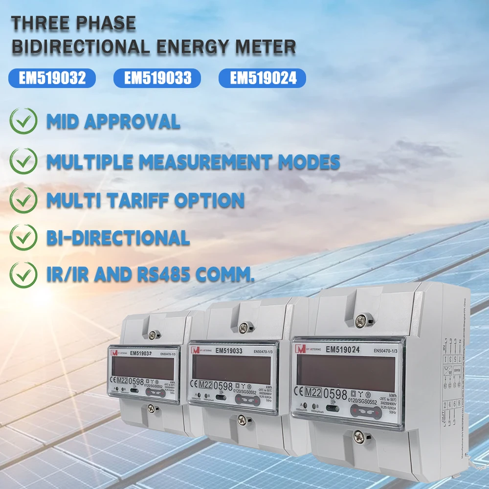 Imagem -04 - Medidor de Energia Inteligente Bidirecional Modbus Phase Wattmeter pv Energia Solar Multímetro Mid Em118089 90 91 Em519032 33 24 Rs485