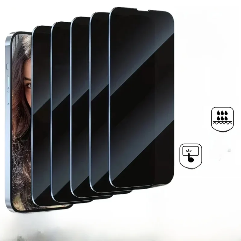 5 sztuk Pełne Pokrycie Ekranu Ochronnego Prywatności do iPhone 16 11 12 13 14 Pro Max Mini 8K Szkło Anty-szpiegowskie do iPhone 15 17 PRO XR XS MAX — zdjęcie 2