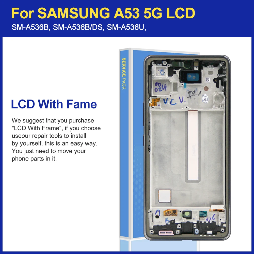 6.5 \'\'AMOLED Qualità per SAMSUNG Galaxy A53 5G Display LCD Touch Screen di Ricambio Per SM-A536B SM-A536B/DS SM-A536U Display