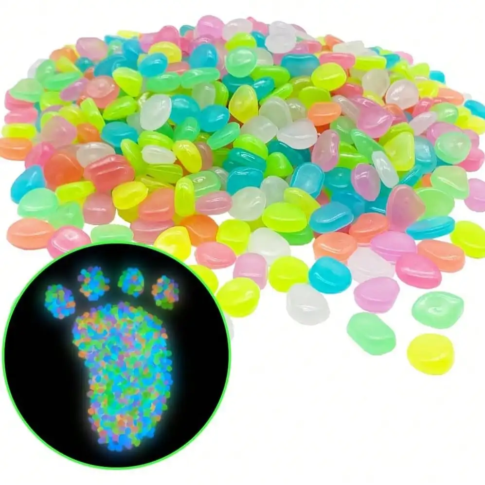 500 PCS Multi-Color Glow Pebbles,Glow Stones,Glowing Rocks Colorful Decor for Fish Tank Pathway Garden Aquarium Walkway Driveway,Shining Pebbles Driven by Light or Sunlight