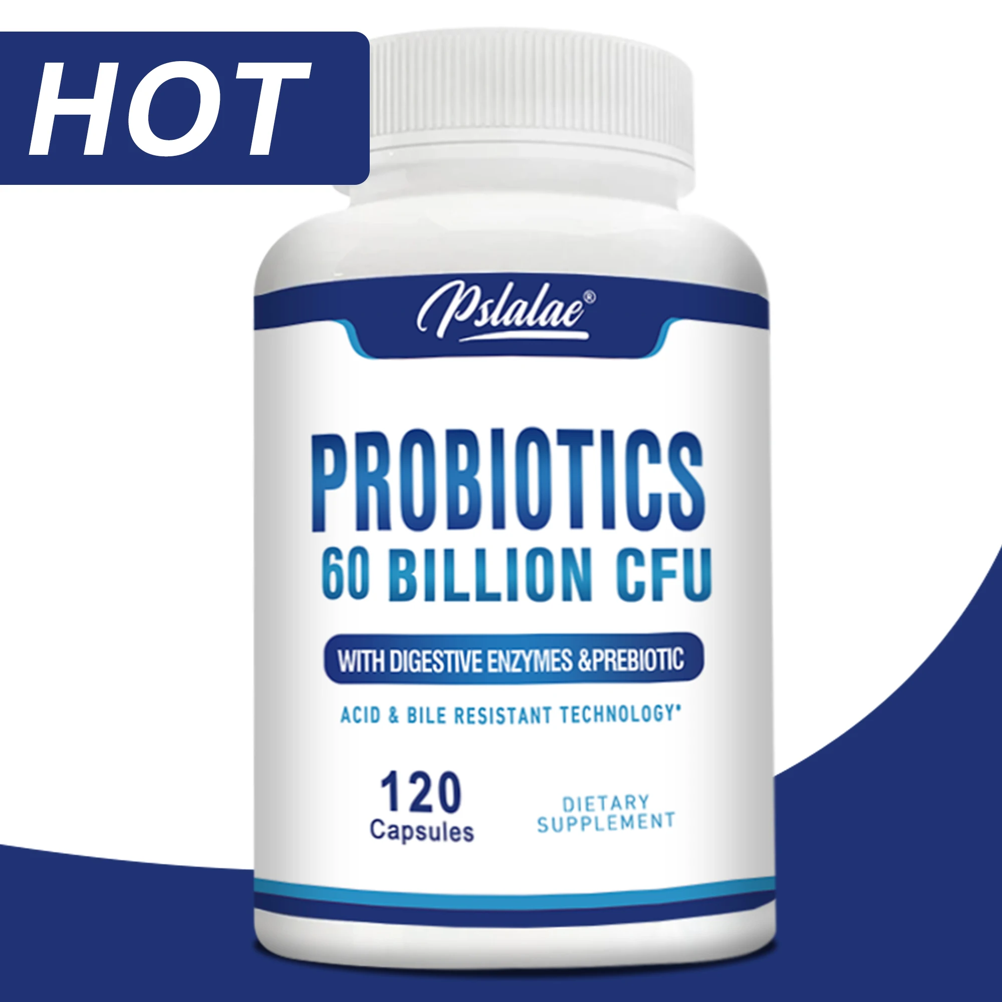 Premium Probiotics 60 Billion CFU - Organic Prebiotics and Digestive Enzymes for Gastric Digestion - 120 Capsules