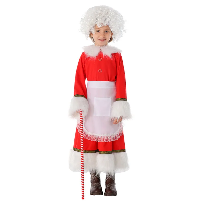 

Child 2026 New Year Holiday California Cosplay Red Girls Mrs. Claus Fancy Dress Up Kids Santa Dress for Christmas Outfit Costume