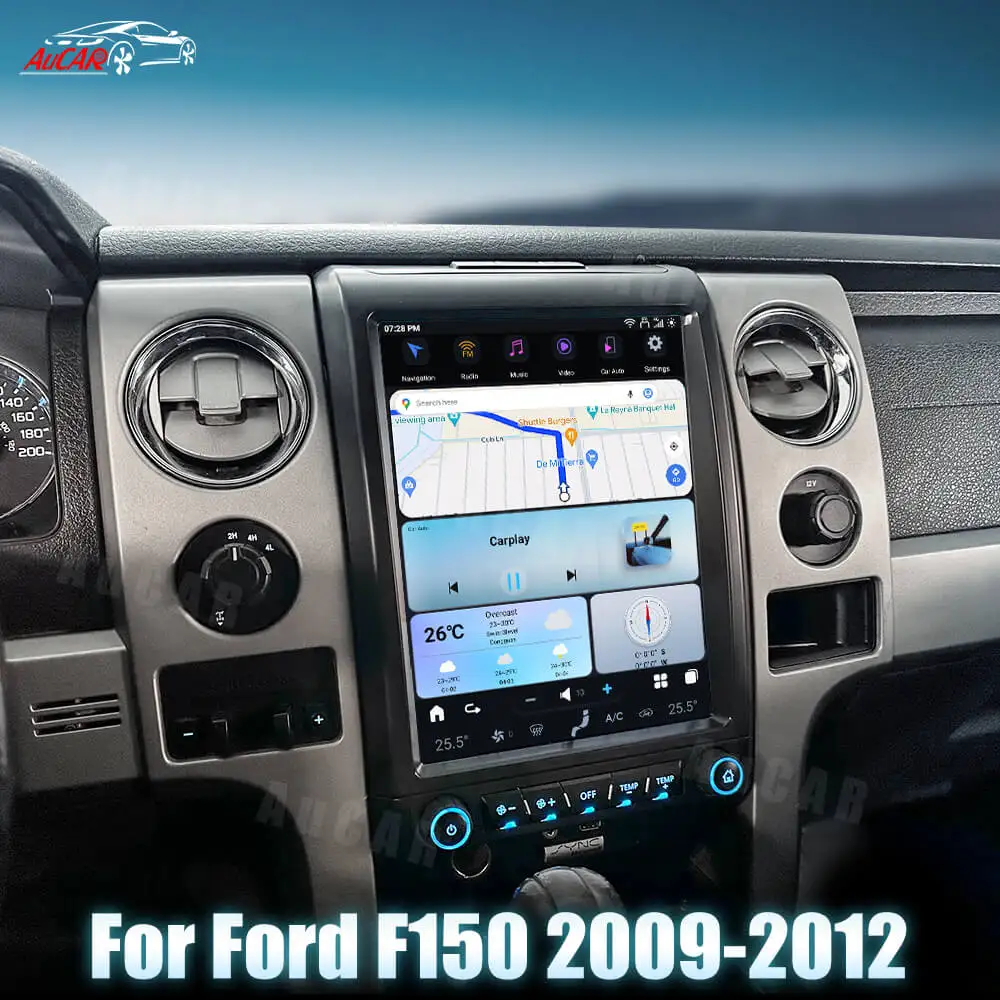 AuCar 12,1 ''mejor Android 13 Radio de coche navegación GPS pantalla estilo Tesla unidad principal estéreo de Audio para coche para Ford F150 2009-2012