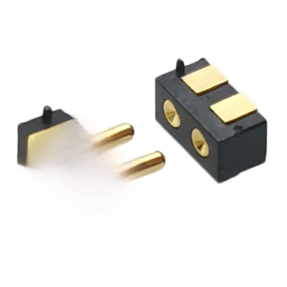 Connecteur à ressort à 2 broches, 2 à 50 pièces, broche Pogo, 2 pôles, grille 2.5, cible mâle, Contact Concave, visage, trous traversants, sonde Pogopin PCB