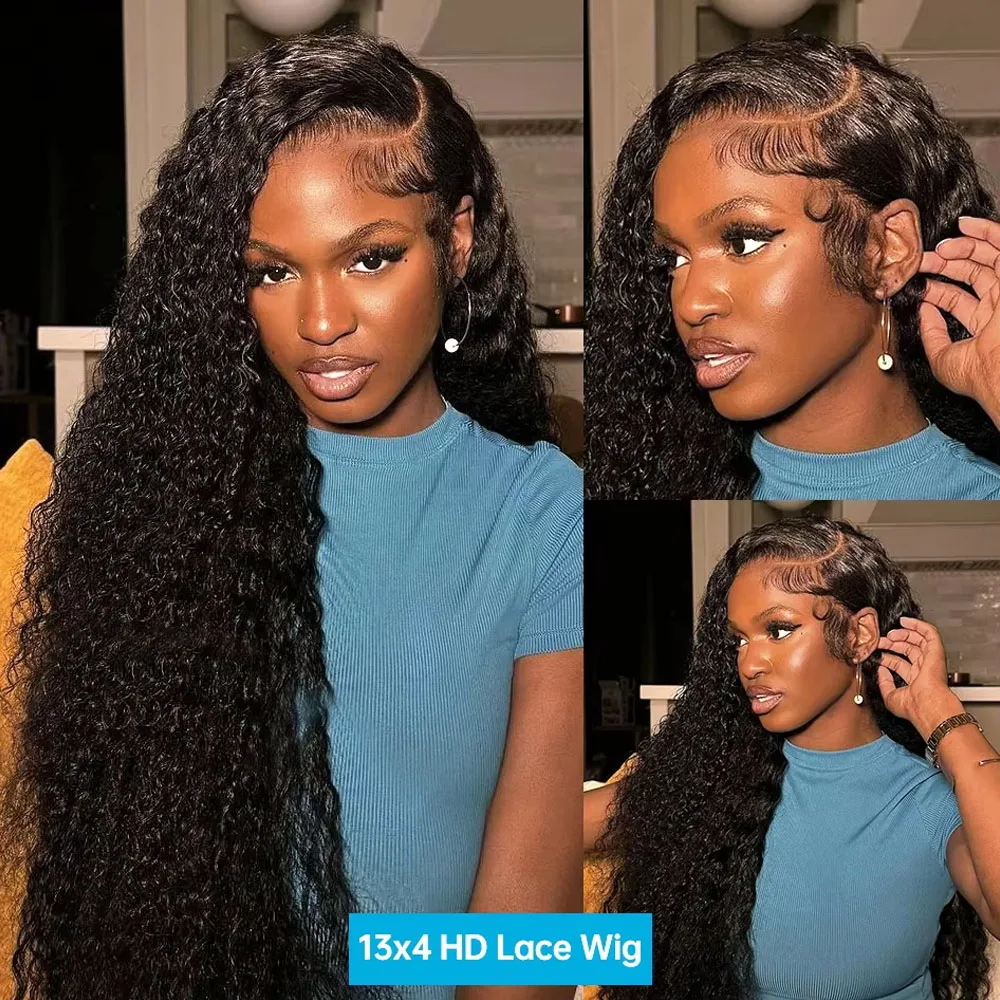 42 Inch Brazilian Virgin Human Hair Jerry Kinky Curly Wave 13x6 Lace Frontal Wigs Brazilian 13x4 Curly Wave Lace Front Human Hair Wigs For Women 250 Density view 8