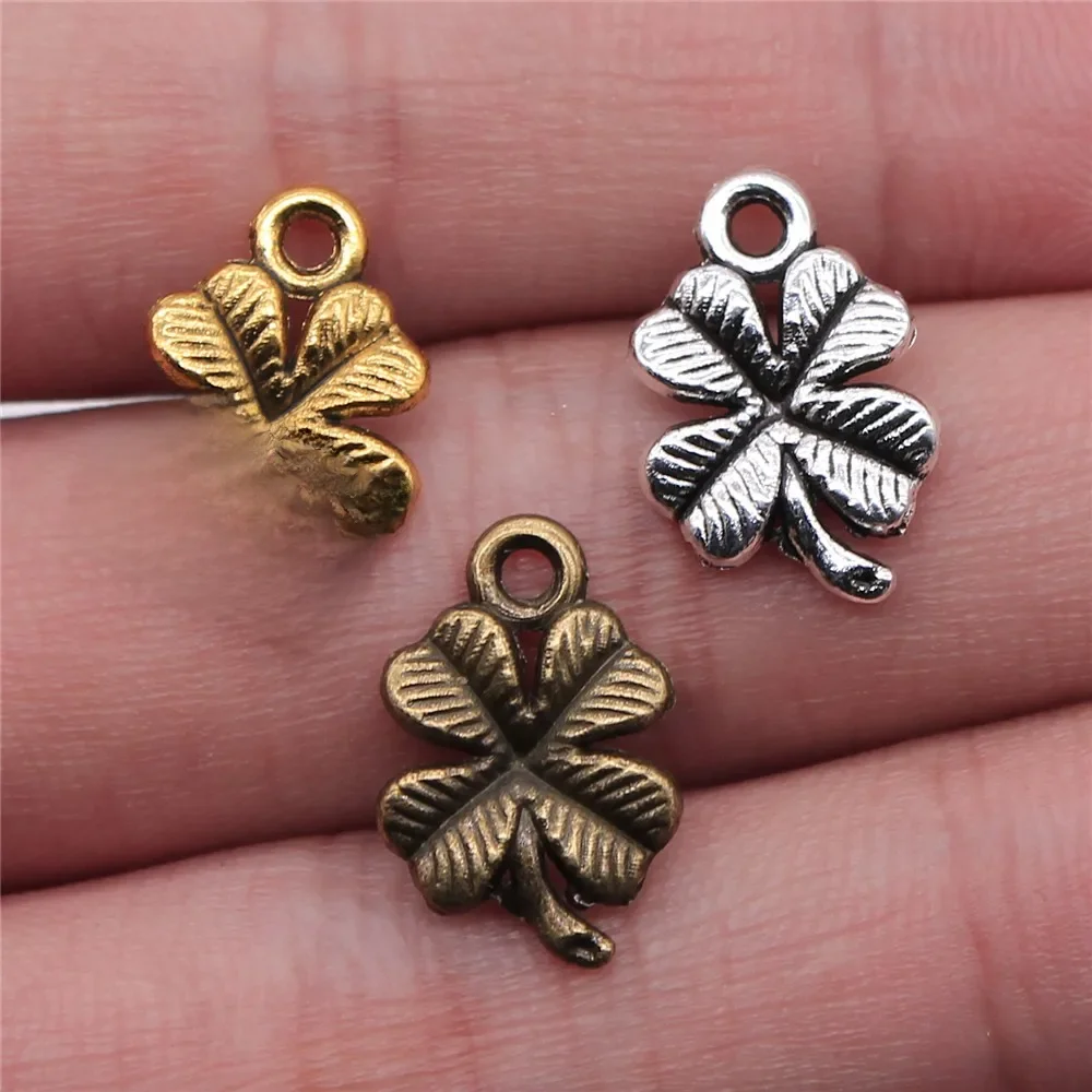WYSIWYG 20 sztuk 17x11mm 3 kolory szczęście irlandzki czterolistna koniczyna Charms ręcznie robiona biżuteria DIY wisiorek — zdjęcie 2