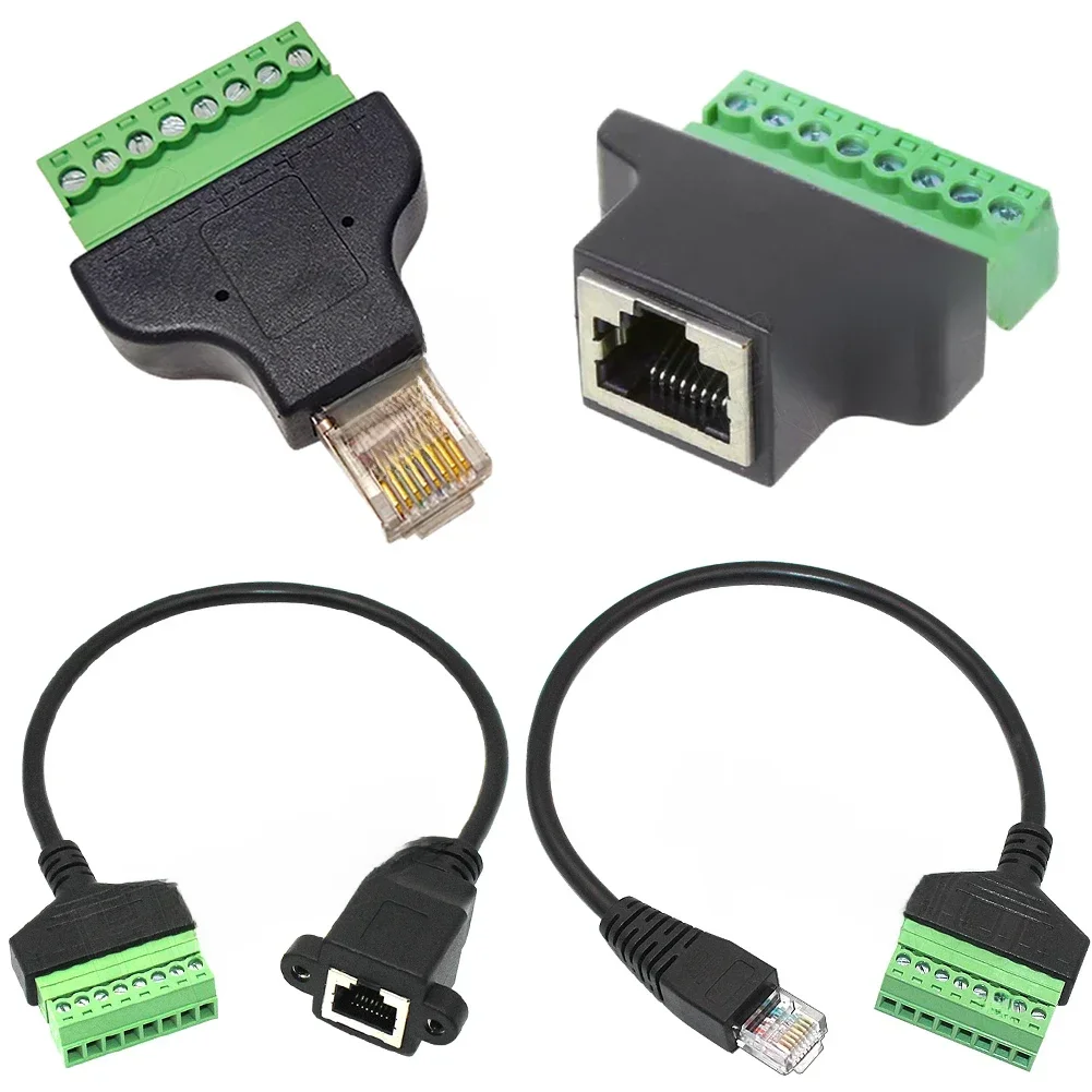 rj45 do zacisku śrubowego Blok złącza 8p ethernet rj45 Męski żeński na 8-pinowy kabel adaptera sieciowego do CCTV DVR — zdjęcie produktu 7