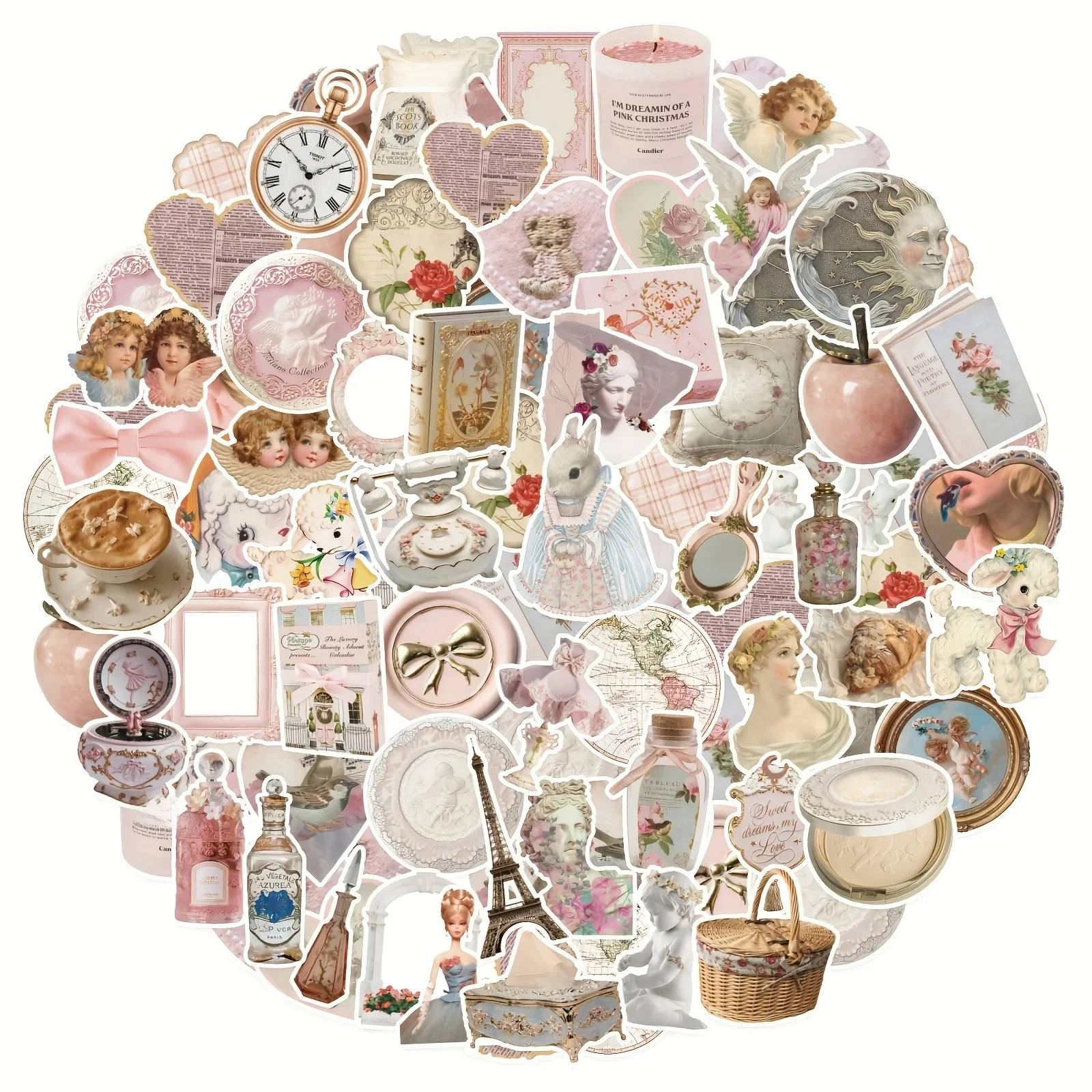 AliExpress 60PCS Pink Sweety Girl Style Stickers for Bicycle Hand Account Pencil Case Water Bottles Decoration Simple Cute Stickers