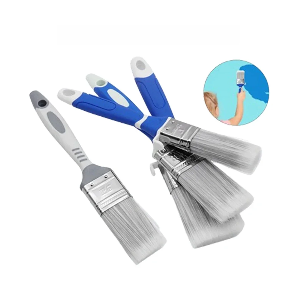 1Pc Paint Brush for Wall Painting Brush Flat Brush Plastic Handle for Water-Based Paint Stains Varnish Interior Exterior Coating