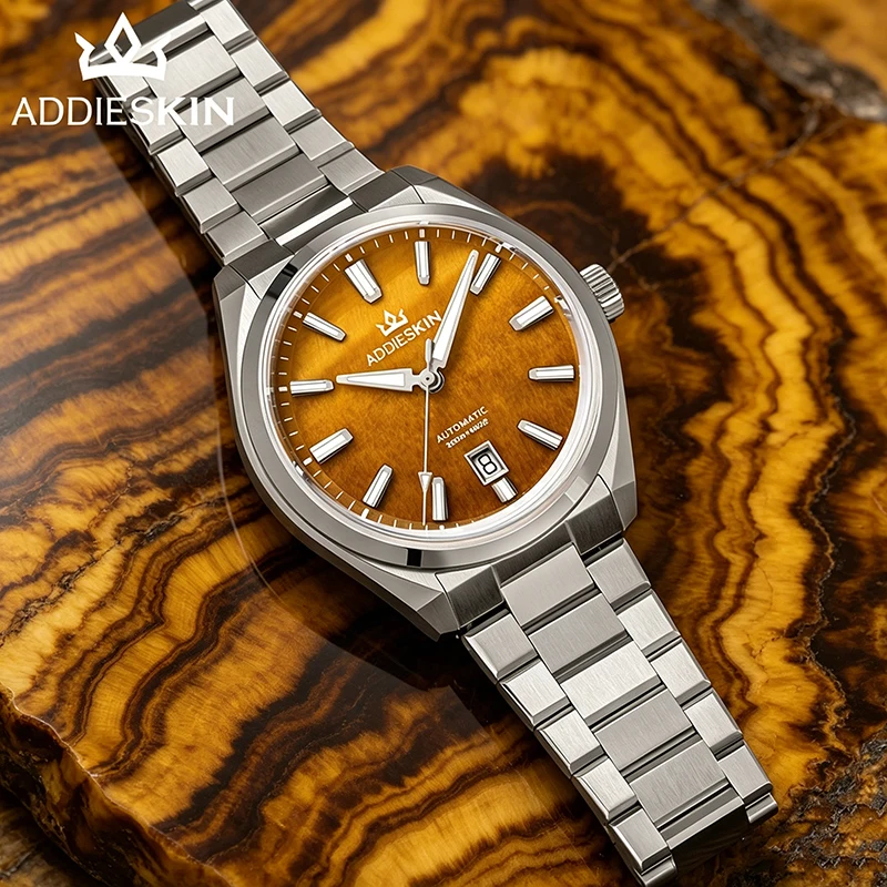 AddiesKin K010 Natural Stone Dial Watch Turquoise Tiger Eye Miyota 9015 Automatic 200m Waterproof Men Luxury Mechanical Watch