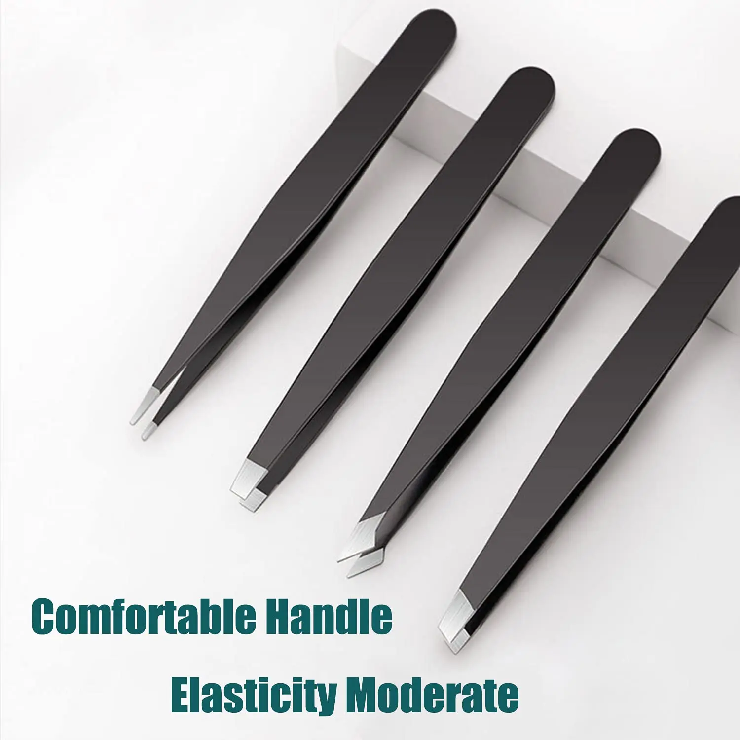 4-Piece Compact Precision Tweezers Set | Mini Makeup Tools for Eyebrow Shaping & Eyelash Application