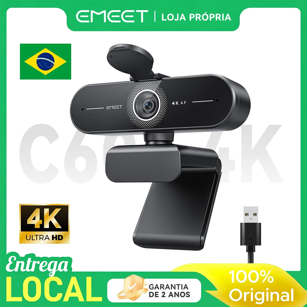 4K Webcam 1080P 60fps Web Camera Emeet C60E 4K Autofoco Câmera Usb para Computad - imagem 1