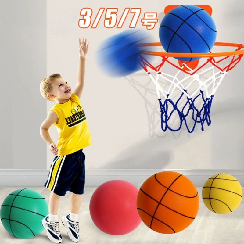 Bouncing Mute Ball Indoor Silent Basketball 18/21/24cm Basketball Silent Soft Ball Size 3/5/7 Air Bounce Basket Ball Sports Toy