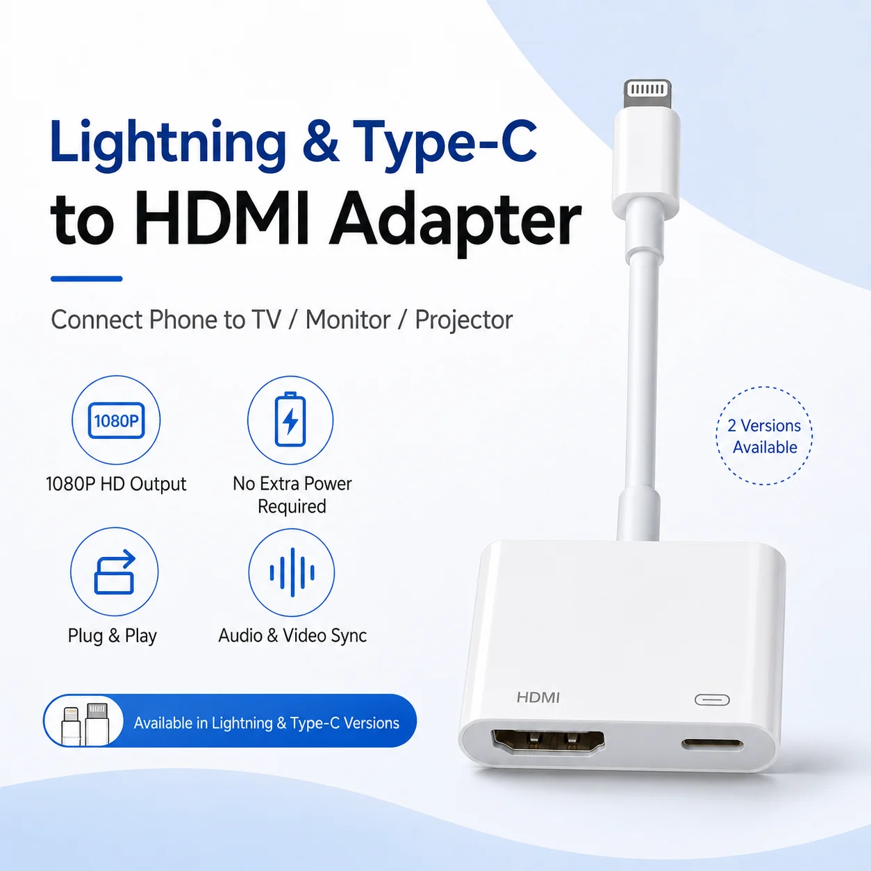 4K Video Audio 60Hz 30Hz Converter Lighting USB C/Type-C to HDMI+USB C/Type-C Digital AV Adapter For iPhone to HD TV Projector M