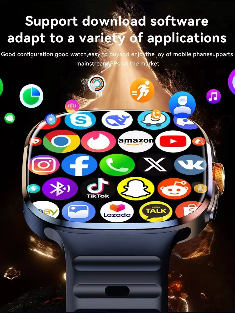 2026 Neue 4G 5G SIM-Karten-Smartwatch für Herren 8GB+128GB 2,4" AMOLED-Bildschirm GPS WiFi Videoanruf Social-App-Download Android Smartwatch