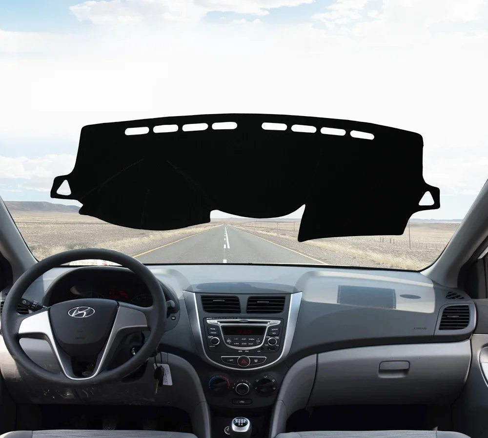 Dla Hyundai Solaris Accent RB 2011 2012 2013 2014 2015 2016 Mata na deskę rozdzielczą Dywaniki anty-UV Akcesoria samochodowe Pokrywa deski rozdzielczej samochodu — zdjęcie 2