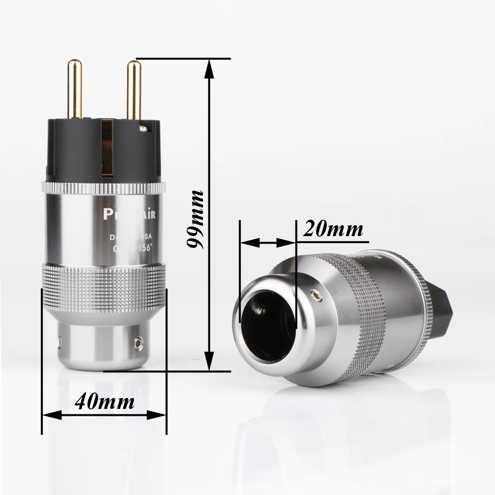 Preffair P090/P091 Rhodium/Vergulde Schuko Power Connector EU/US Versie Transparant IEC C7/15/19 Audio Famale Connector