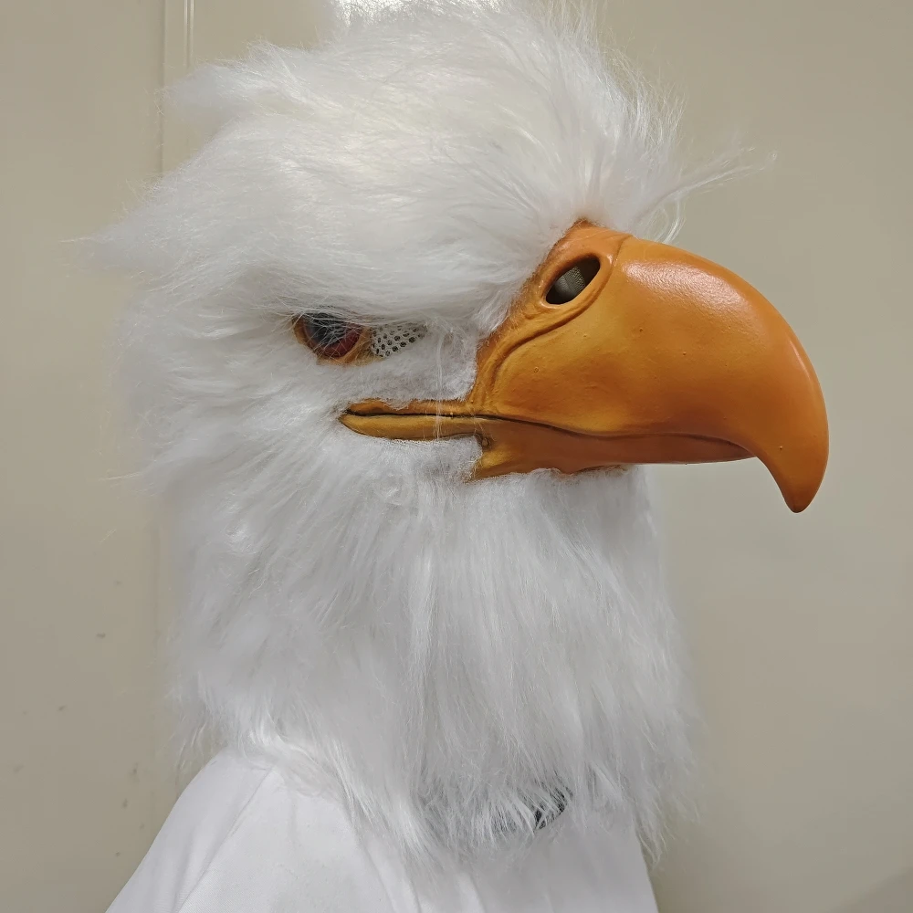 Maschera di aquila bianca Maschera a testa intera per animali adorabili Festa di carnevale di Halloween Accessori per costumi cosplay per spettacoli teatrali