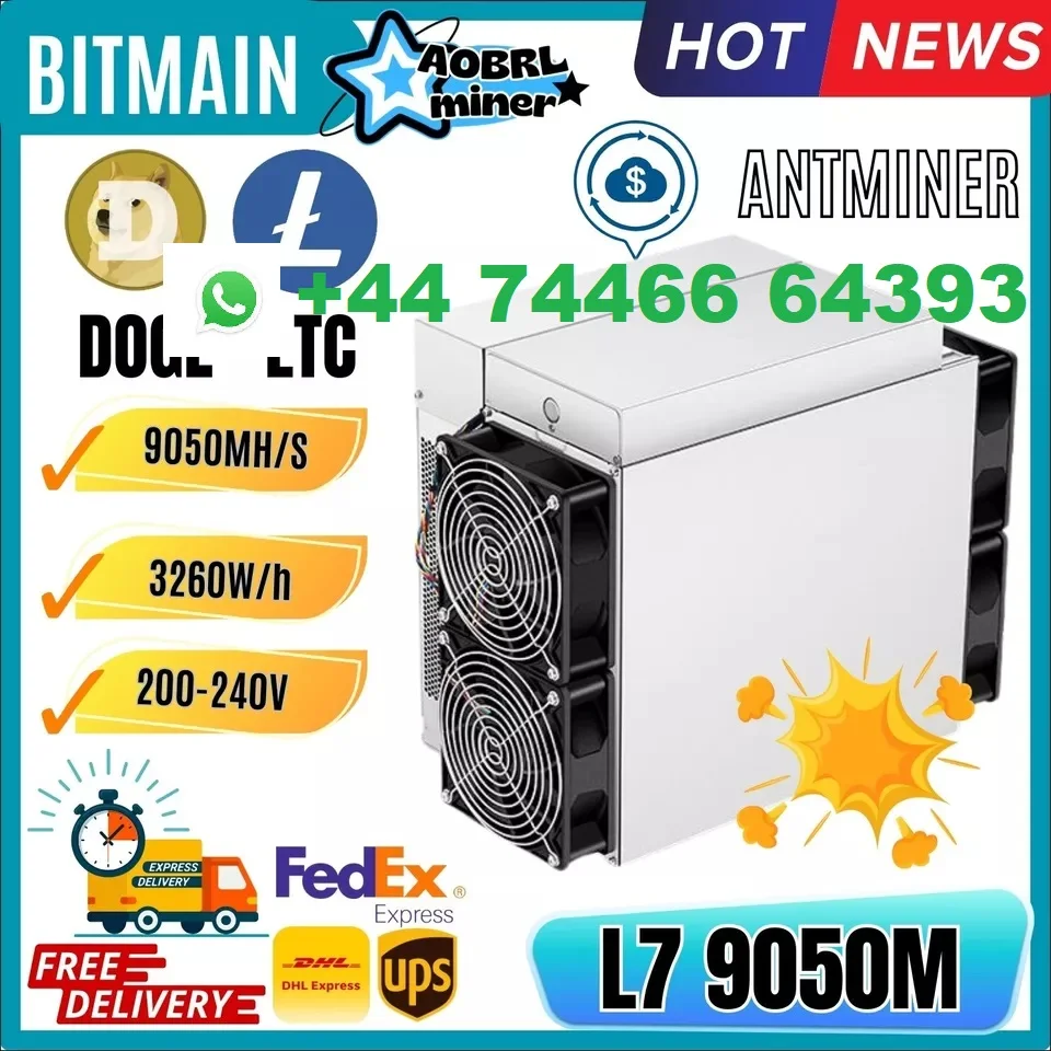 OP BRAND New BITMAIN Antminer L7 9050M 3260W DOGE LTC Miner 200-240V Scrypt Algorithm