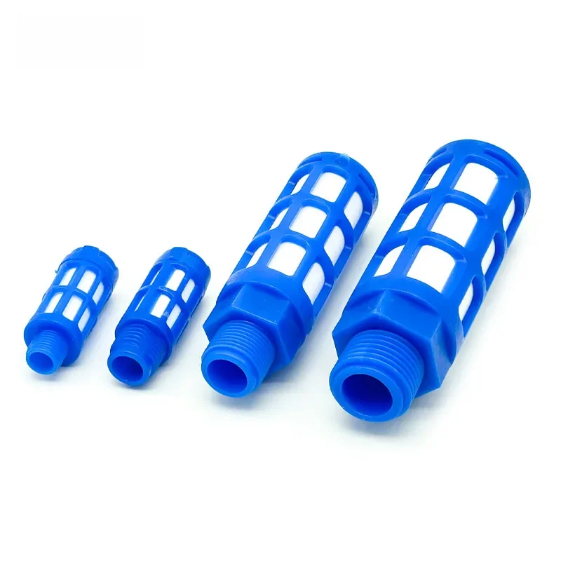 Silencieux d'échappement pneumatique en plastique, 1 pièce, filetage mâle 1/8 1/4 3/8 1/2, absorbe le filtre anti-bruit, verrouillage coulissant pour pompe de brumisation