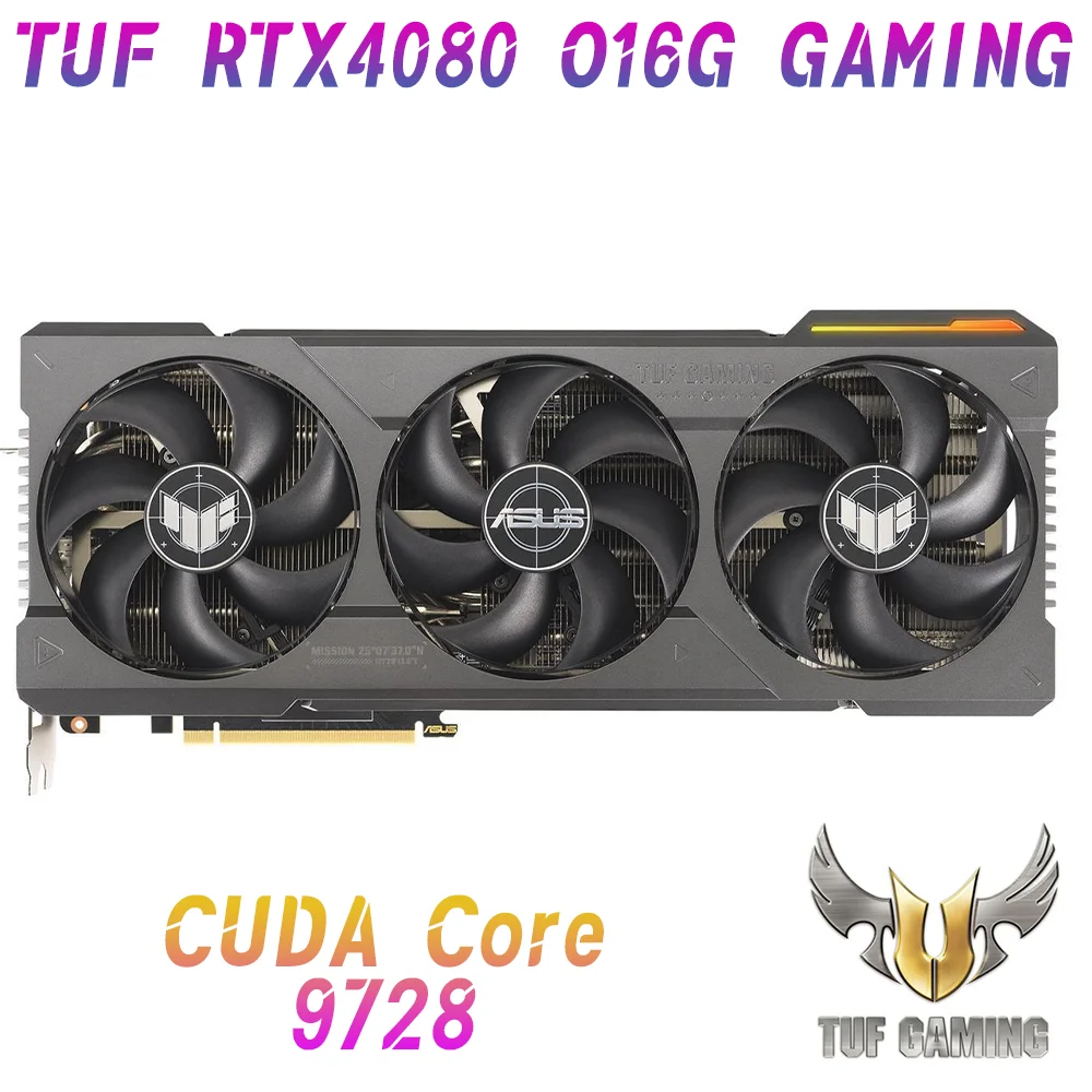 Asus novo tuf rtx 4080 o16g placa gráfica de jogos gddr6x 16gb placas de vídeo gpu 256bit nvidia rtx4080 pcie4.0 oc modo 2625 mhz CUDA Core 9728 HDMI DisplayPort suporta Intel AMD CPU Motherboard para jogos de PC