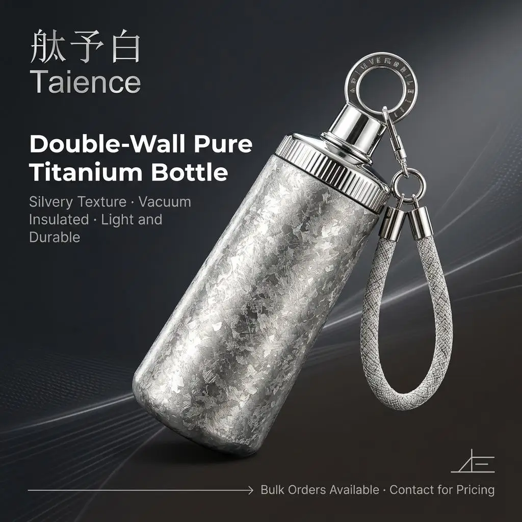 Taience Titanium Water Bottle Insulated Thermos Double Wall Vacuum 2 in 1 Lid Leak Proof Detachable for Travel Outdoor