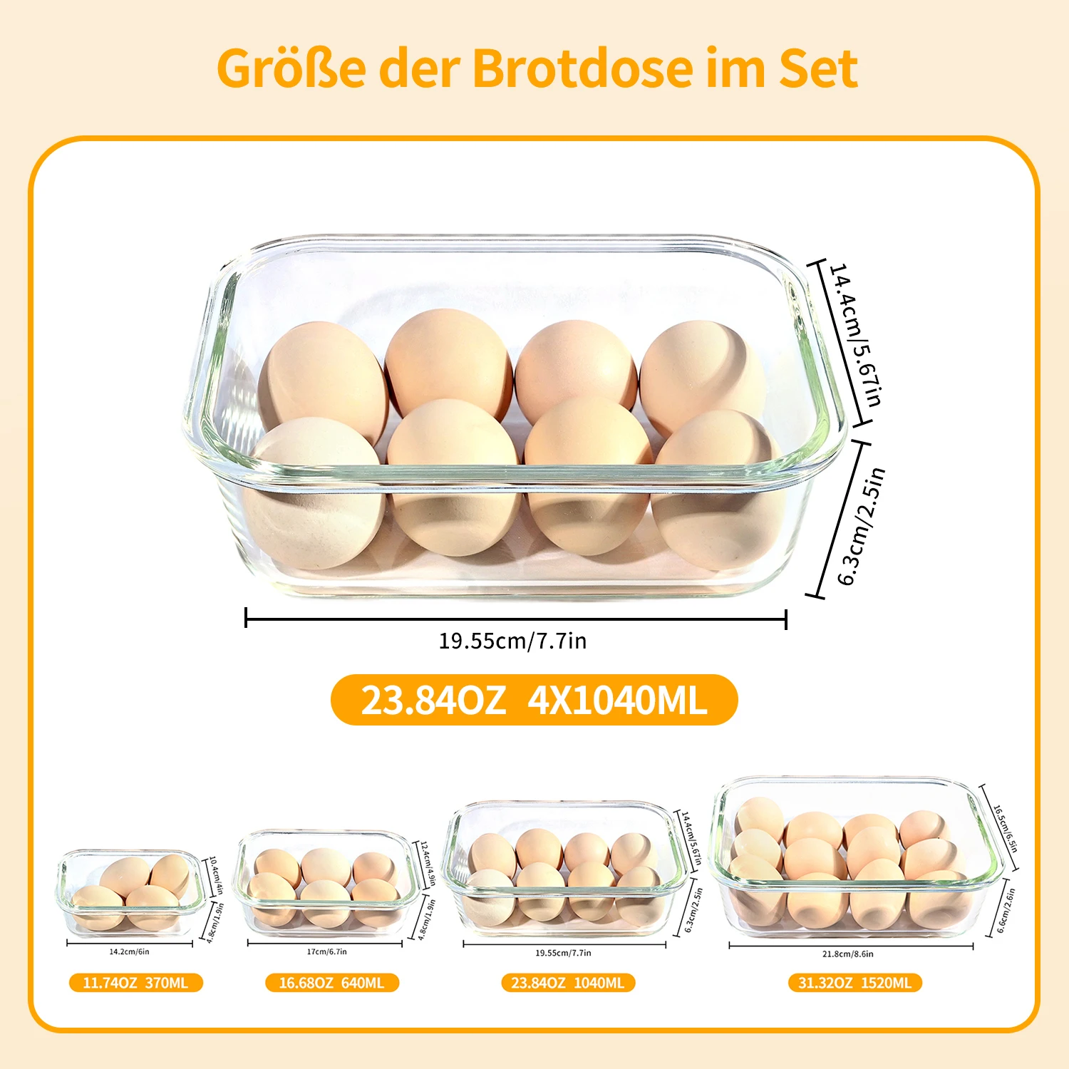 SIAZIH 2 or 4 x 1040ml glass bowls with black airtight lids for food preservation, storage and organisation, BPA-free – Detail 1