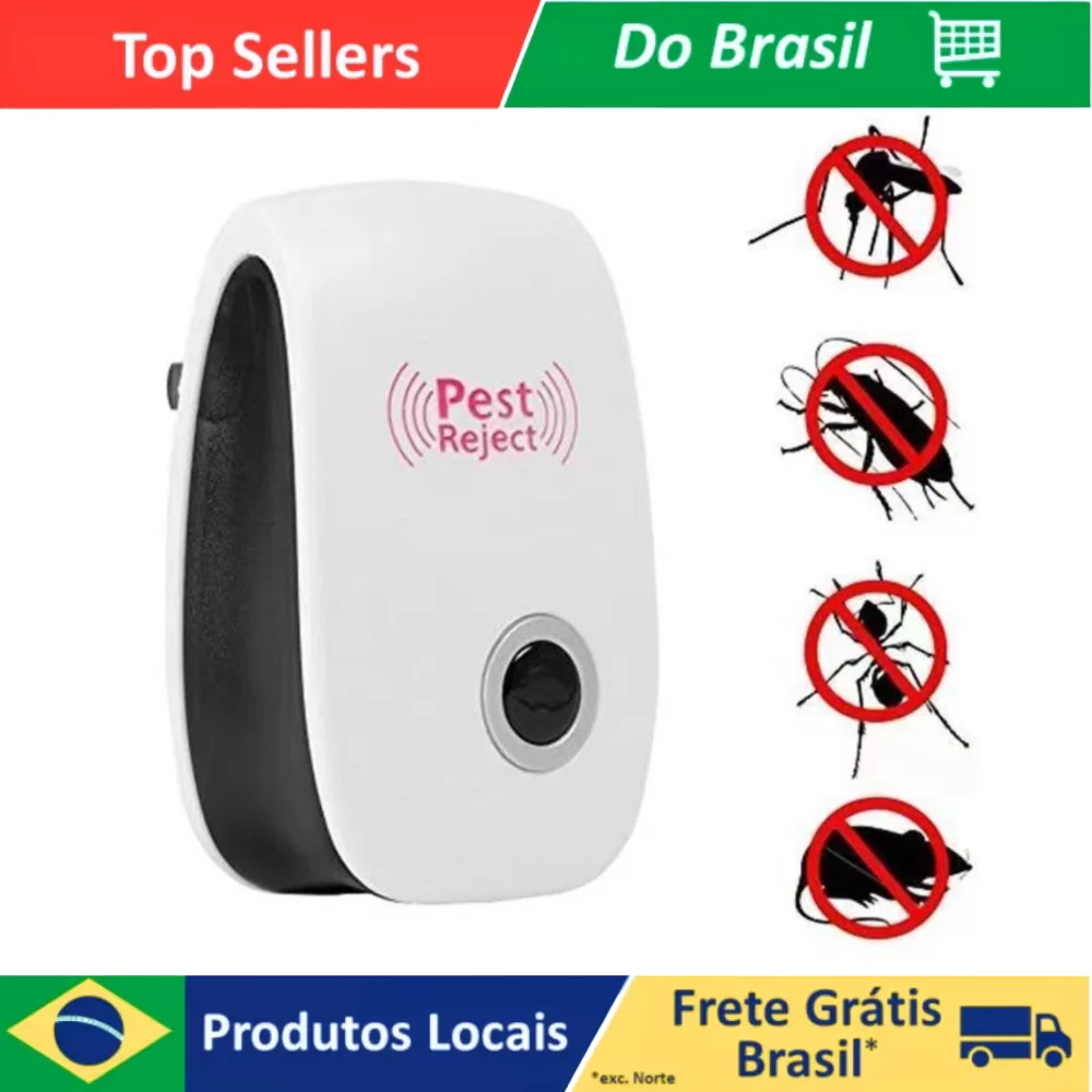 Repelente Eletrônico Ultrassônico Contra Pragas | Espanta Ratos, Baratas, Mosquitos, Formigas e Aranhas