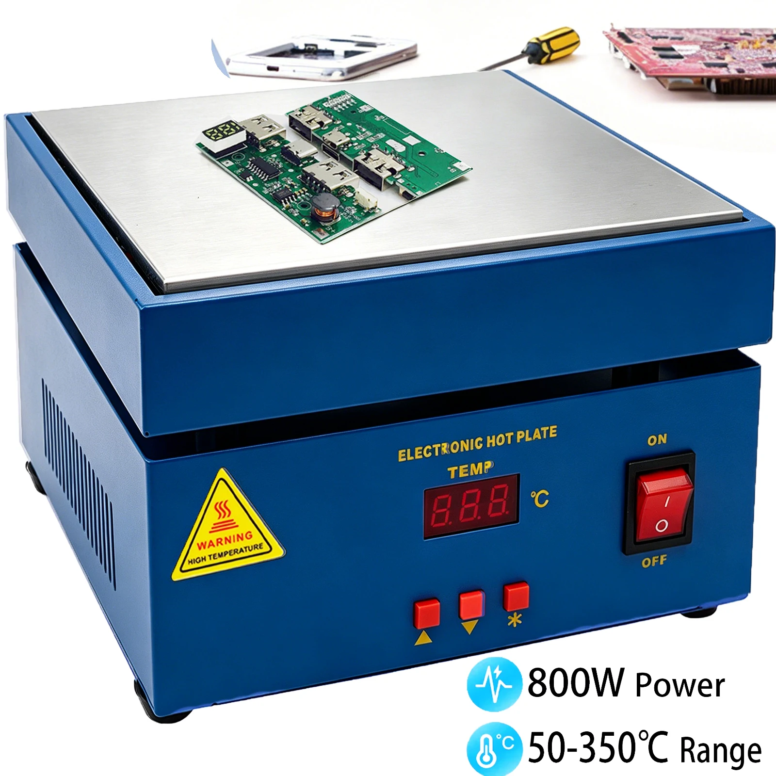 Plaque chauffante électrique à écran LCD 200*200mm, micro-ordinateur, pour soudage, préchauffage, table de travail de soudeur, outil de réparation et de chauffage