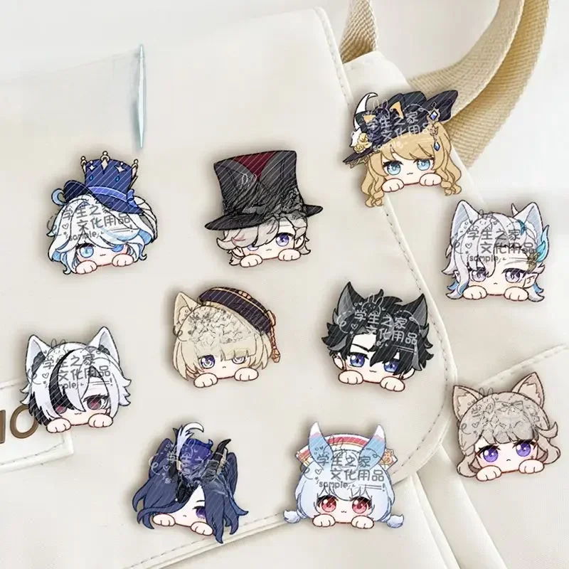 Game Impact Fontaine Neuvillette Wriothesley Królicze uszy Małe dłonie Akrylowa plakietka Plecak Przycisk Broszka Akcesoria Prezenty — 2