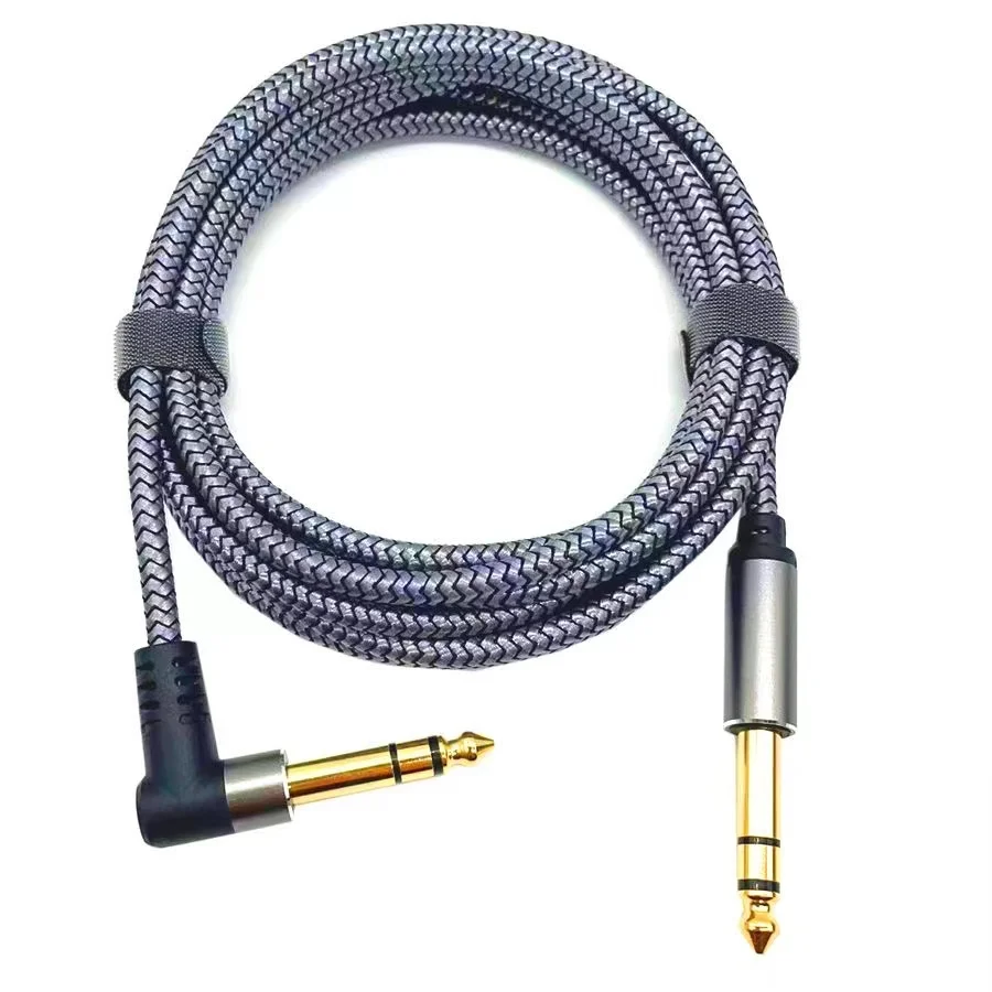 1/4 Inch TRS Instrument Cable,Right Angle 6.35mm Male Jack Stereo Audio Interconnect Cord,Compatible for Bass,Keyboard,Mixer,Amp