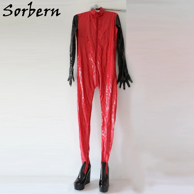 Sorbern Sexy Fetish Body Suit Boots Unisex With Gloves Wedge Platform Shoes Made-to-order Custom Size High Heels Womens Boots