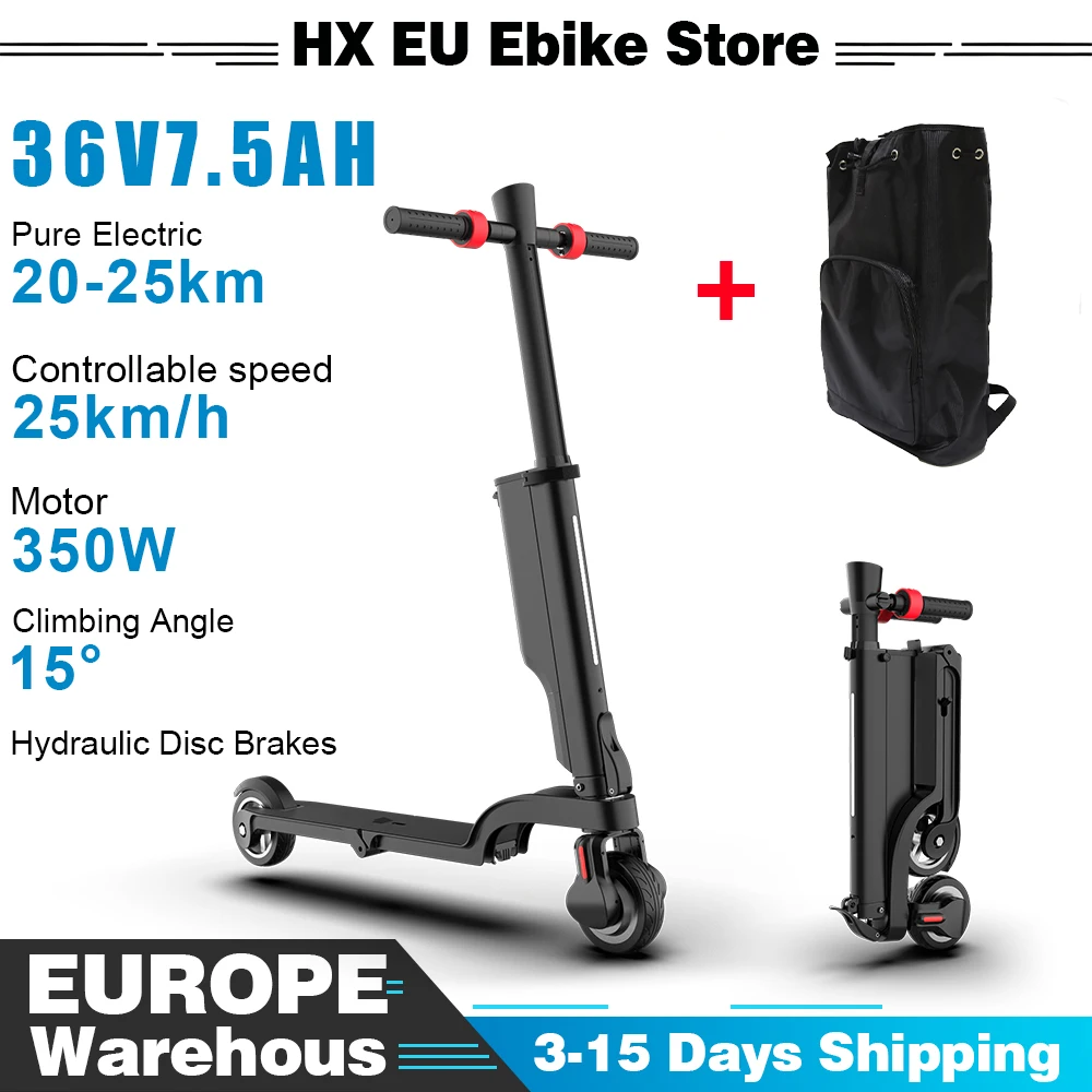 HX X6 36V 7,5AH Elektroroller Tragbarer Faltbarer City-Pendler-Elektroroller 350W Leistungsstarker Motor 25km/h Smart-App Erwachsenen-E-Scooter