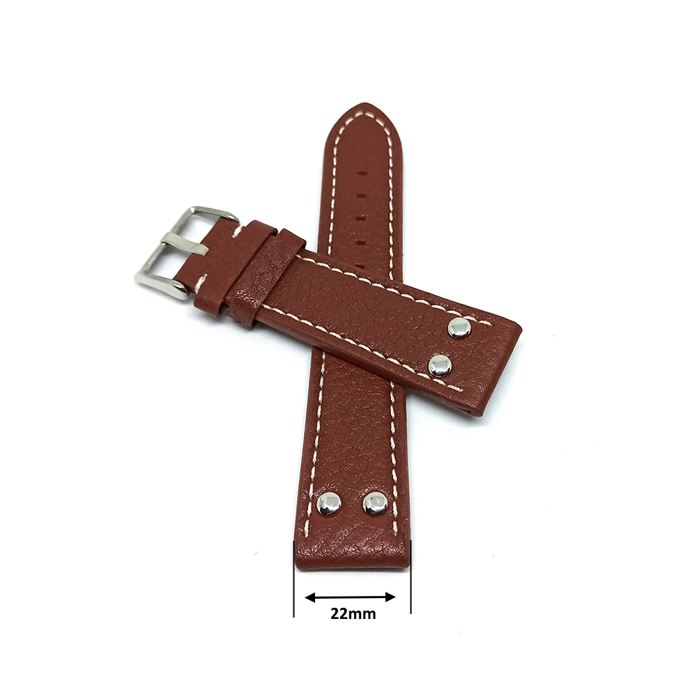 Fits/For TW Steel TW1 , CE7017 , TWA952 , TW1010-1 - 22mm Brown Rivet Genuine Leather Replacement Watch Band Strap