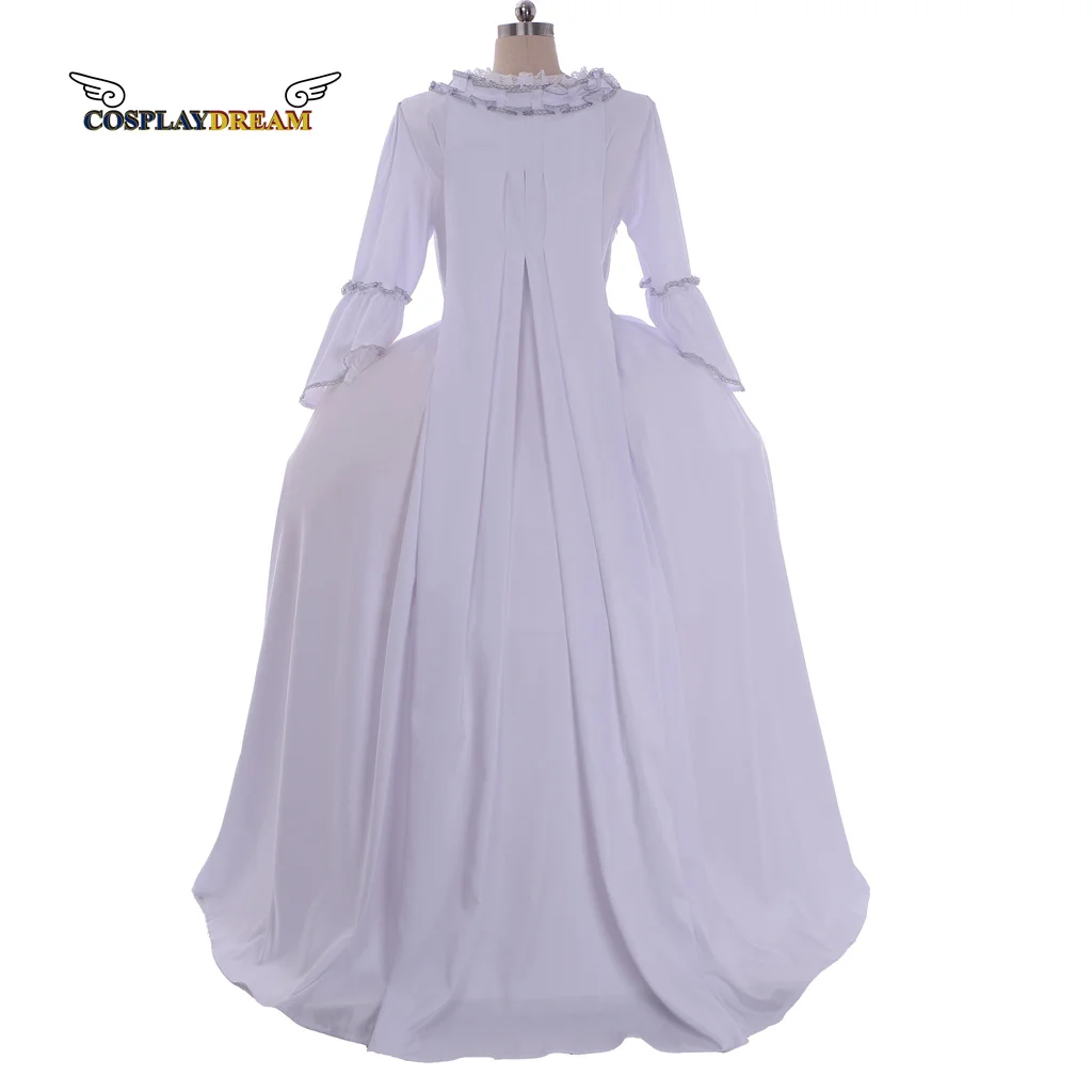 فستان أبيض فيكتوري عتيق زي القرون الوسطى 18th القرن العصر الجورجي روكوكو الكرة ثوب فستان ماري أنطوانيت فستان الزفاف #4