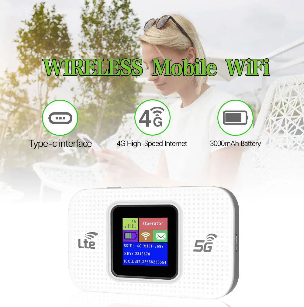 4G Router Mifi Wireless WiFi Router Portable Wi-Fi portable Type-C mobile router