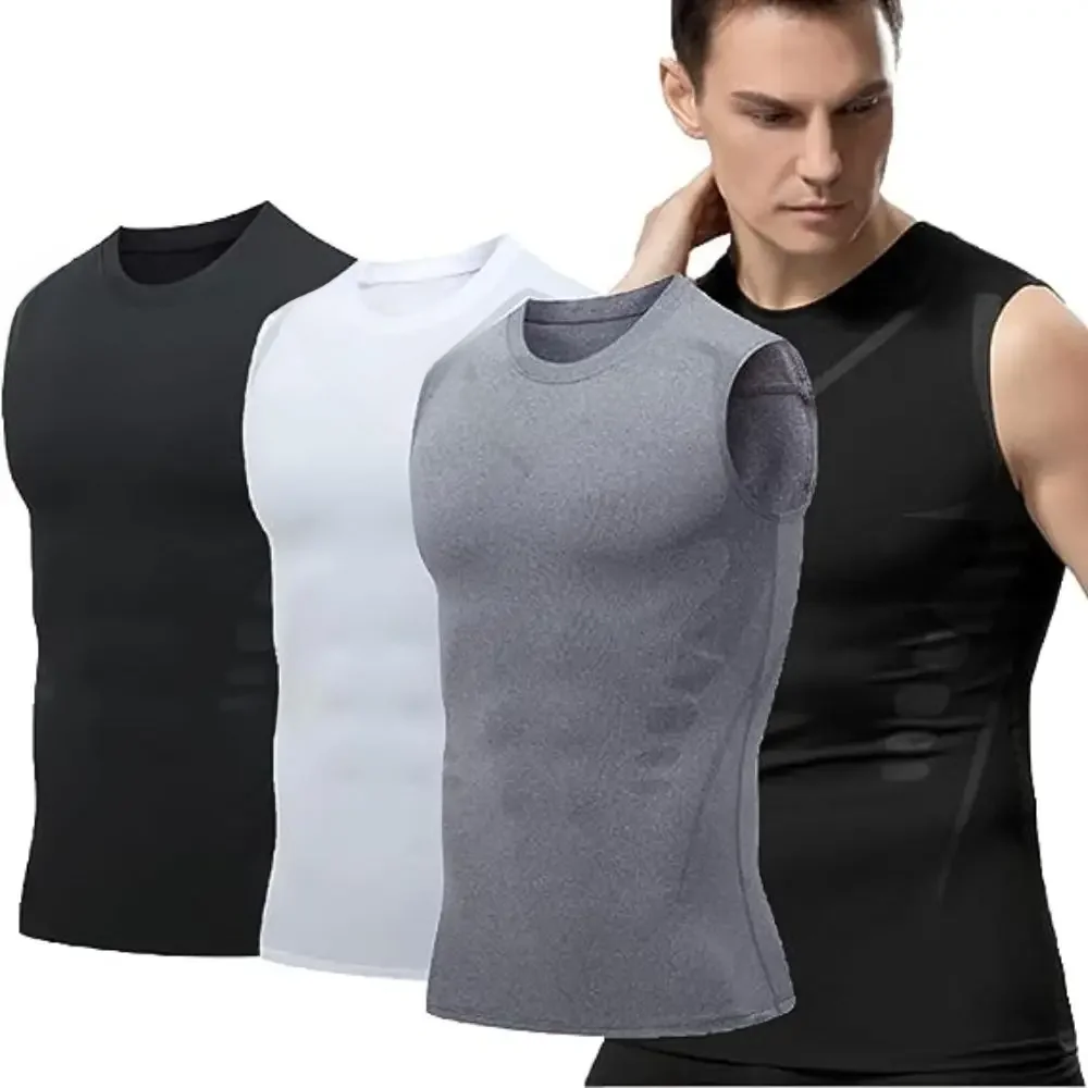 AliExpress Ionic Shaping Vest Men's Sports Skin-tight Vests Fast Dry Breathable Slim Sleeveless Elastic Vest Fitness Top Cycling Vest