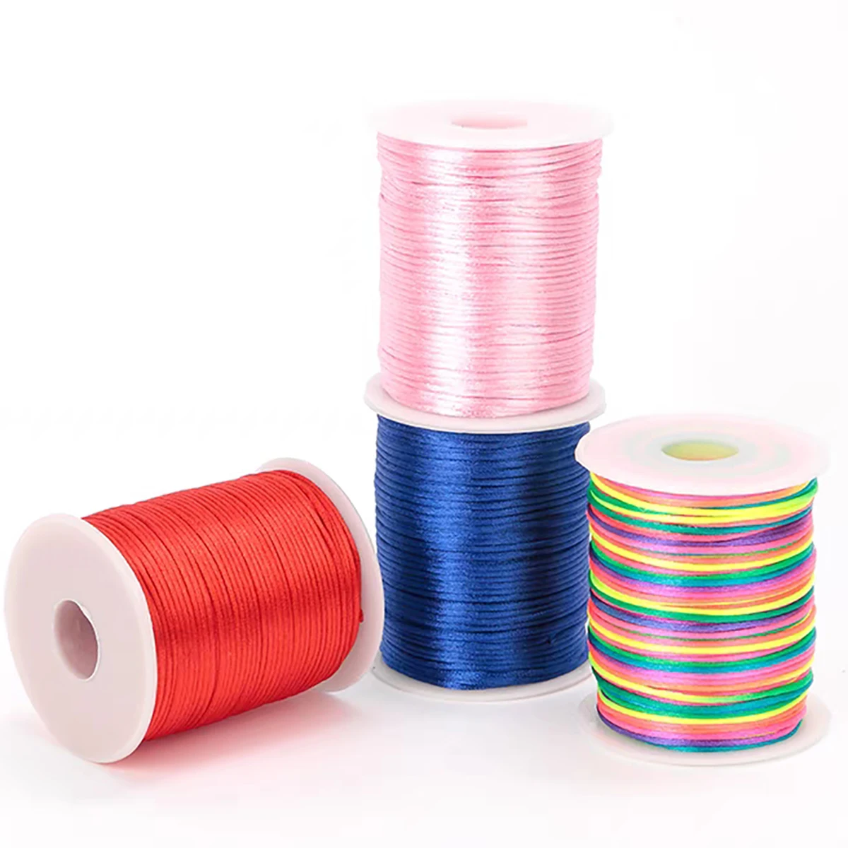 100m/Roll 2mm Nylon Line Cord Rat Tail Silk Forging Chinese Knot Thread Colorful Macrame Bracelet Braided Rope Jewelry Thread