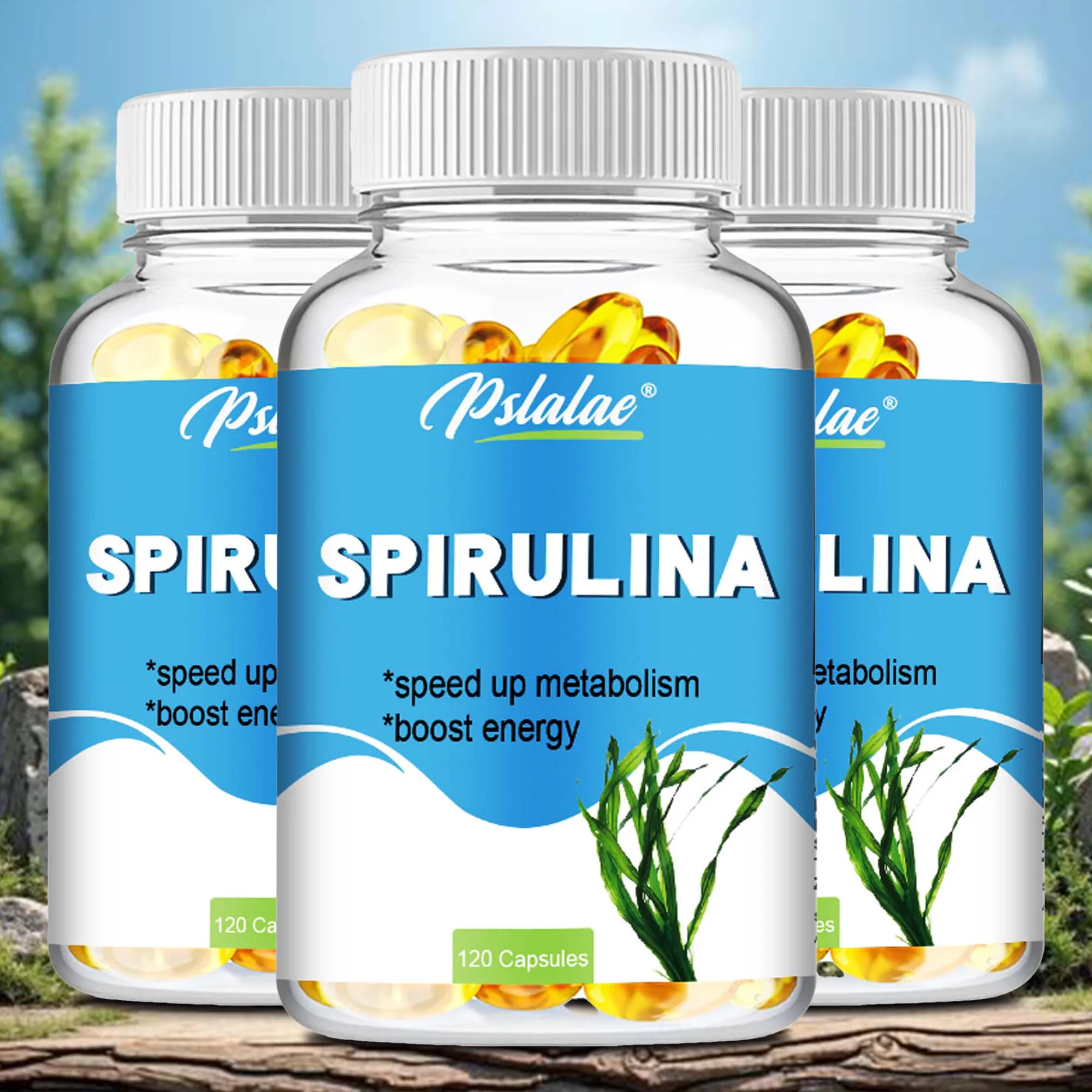 Spirulina Vegetarian Supplement - Improves Blood Circulation and Enhances Energy - 120 Capsules