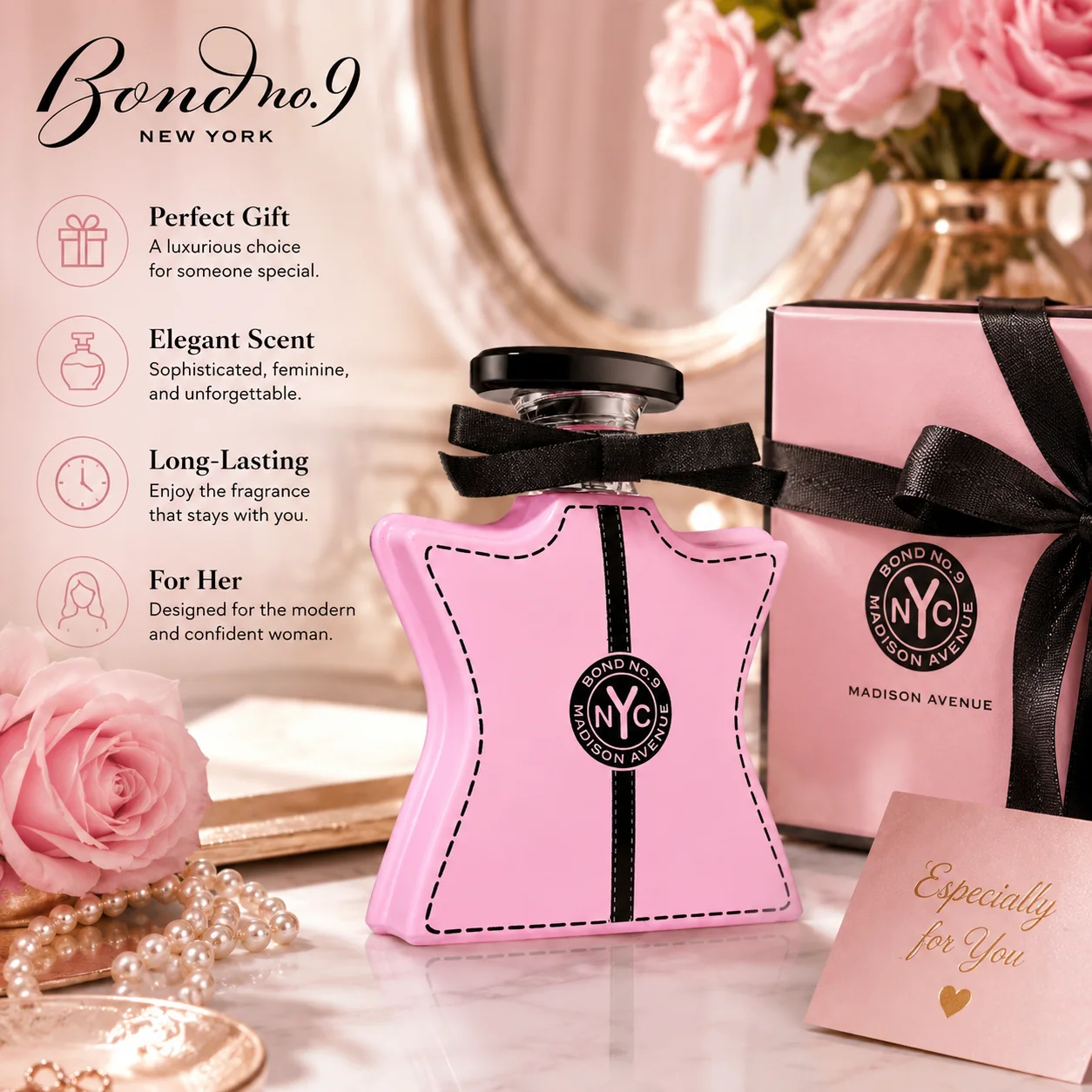 Bond No.9 Madison Avenue Eau De Parfum 100ml for Women Long Lasting Luxury Niche Perfume Spray Floral Fruity Lychee Rose Raspberry Vanilla Musk Fragrance Daily Wear Travel Gift view 4