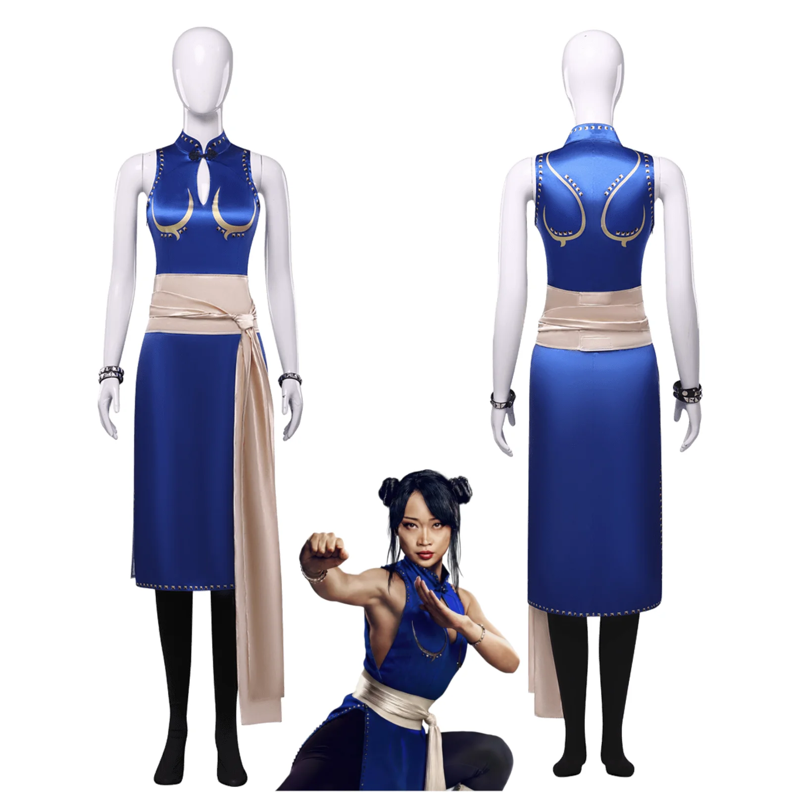Street Fighter 2026 Chun-Li Costume Cosplay Version Film Tenue de Combattante Bleue Femme Costume Personnage Jeu Halloween Convention Soirée