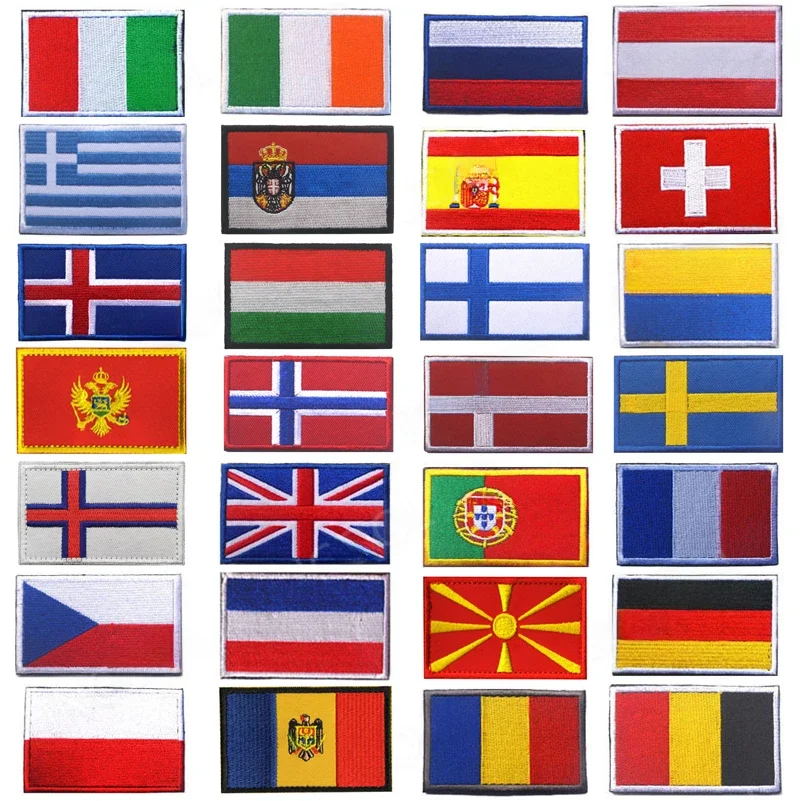 Flagi europejskie Niemcy Słowacja Litwa Czeska Finlandia Łotwa Macedonia Słowacja Czarna Hiszpania Francja Haftowane naszywki — zdjęcie 2