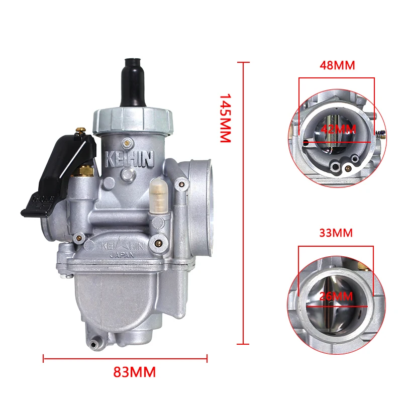 PE26 26MM Carburetor For Honda NSR KEIHIN DASH 26MM KX80 KX100 KX125 LS125 UNIVERSAL Motorcycle Carb