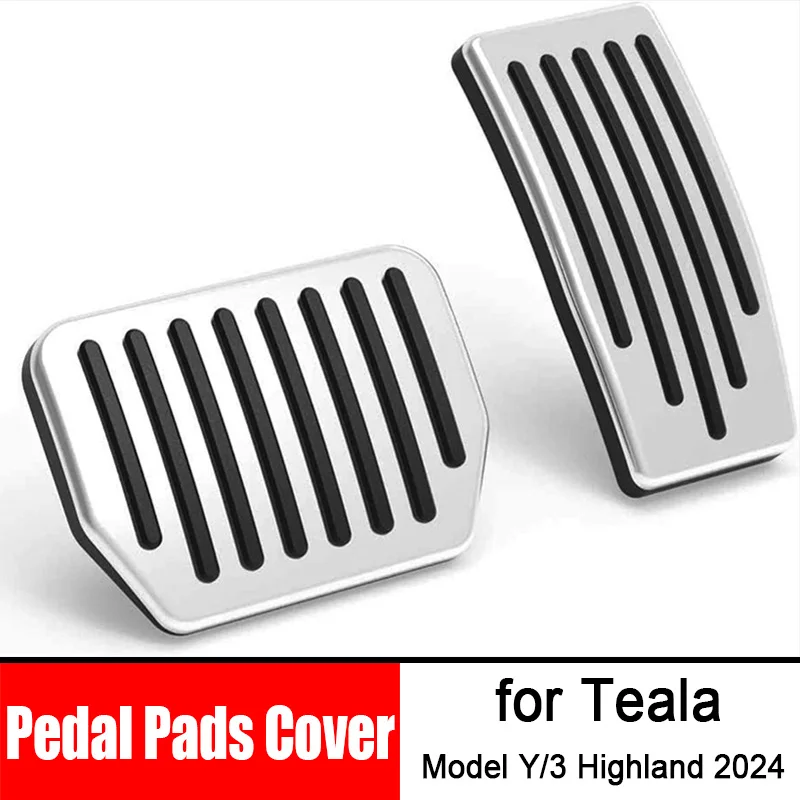 Capa de almofadas de pedal de desempenho para novo tesla modelo 3 highland 2024 modelo y pé de alumínio antiderrapante pedais acessórios