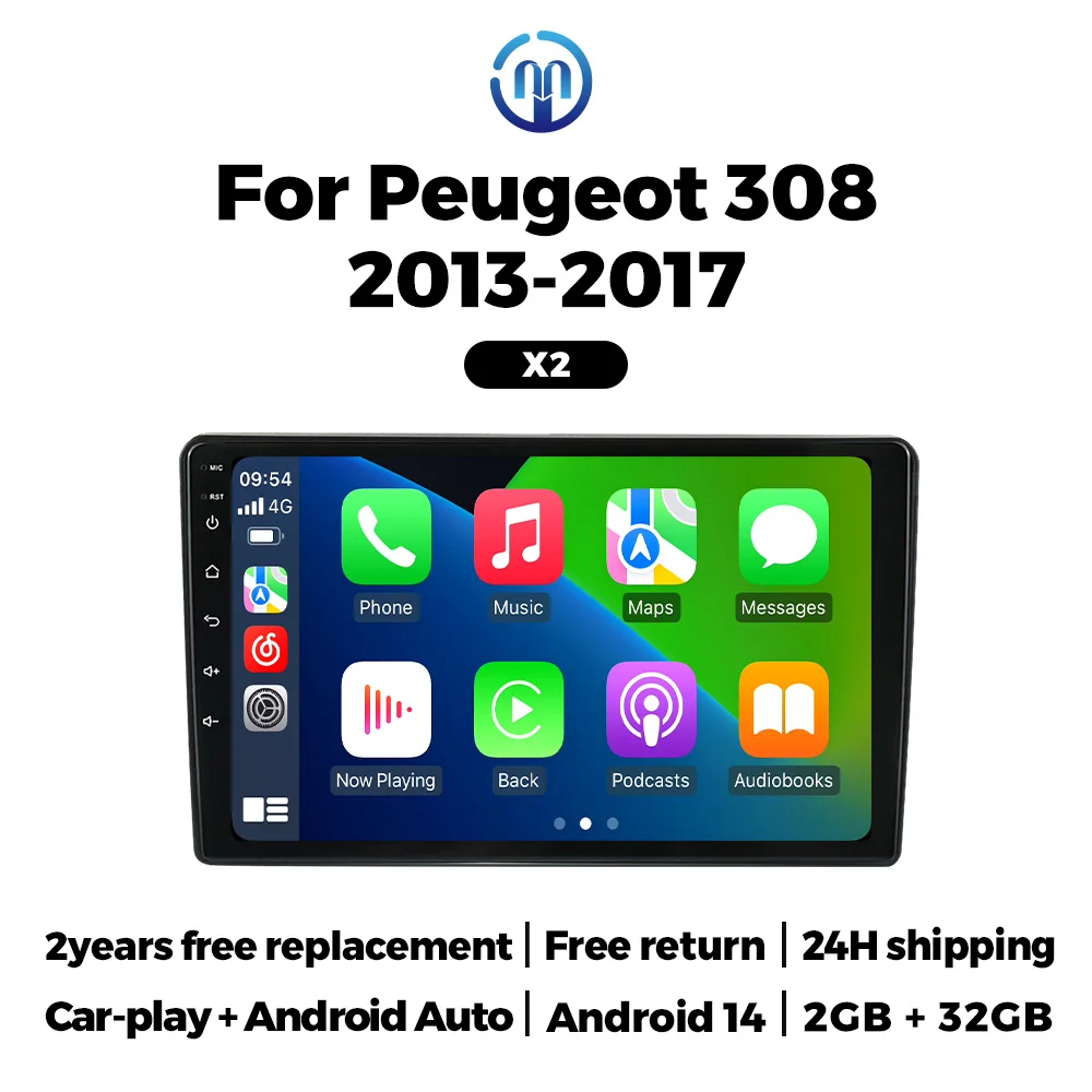

MEKEDE 9" Car Video Player For Peugeot 308 T9 308S 2013-2017 Carplay Auto Radio Android GPS Navigation System IPS Head Unit FM