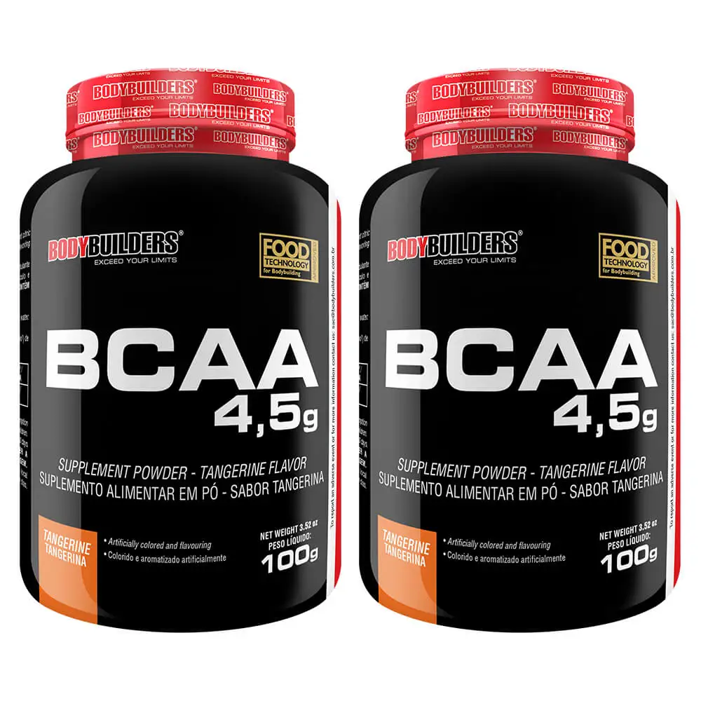 Kit 2x BCAA 100g Taste Tangerine-Bodybuilders Supplement Powder for Muscle Recovery