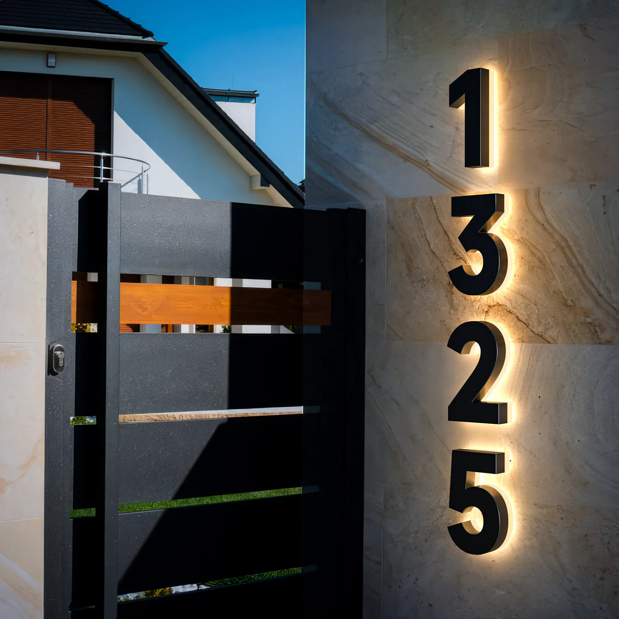 Lighted house numbers LED address Modern lighted House Backlit Illuminated 3D Floating LED Number Metal House Number