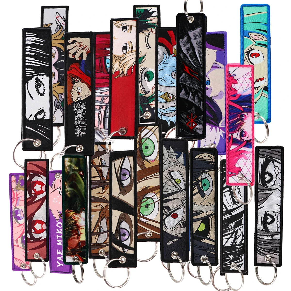 Anime japonês legal bordado chave fobs tag motocicletas carros mochila chaveiro chaveiro para amigos