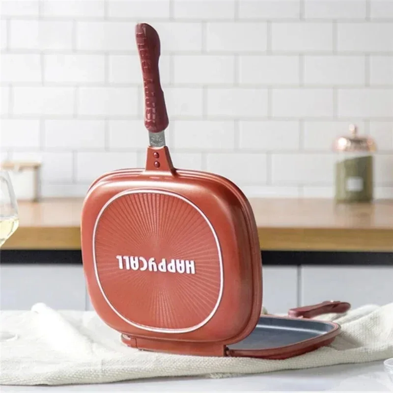 Poêle à frire antiadhésive Double face 32CM/28CM, outil de cuisson pour Barbecue, ustensiles de cuisine stables, durables et fiables, adaptés à la maison et à l'extérieur